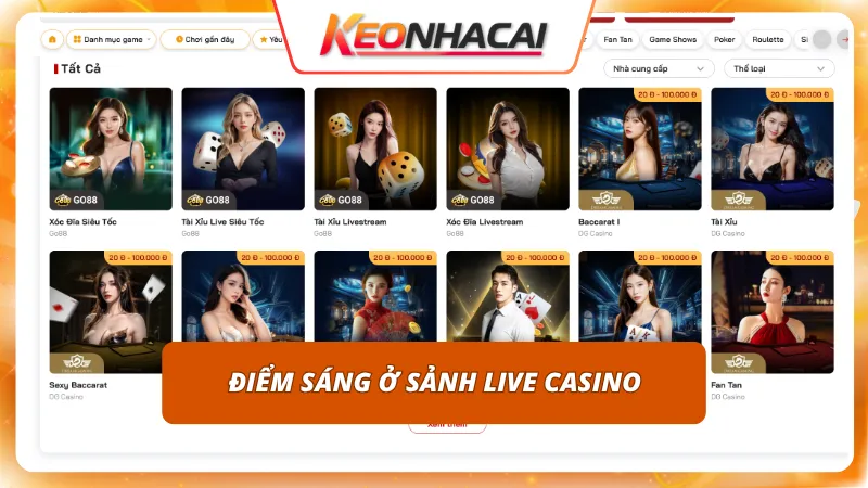 Dàn Dealer người thật xinh đẹp tương tác trực tiếp cực cuốn