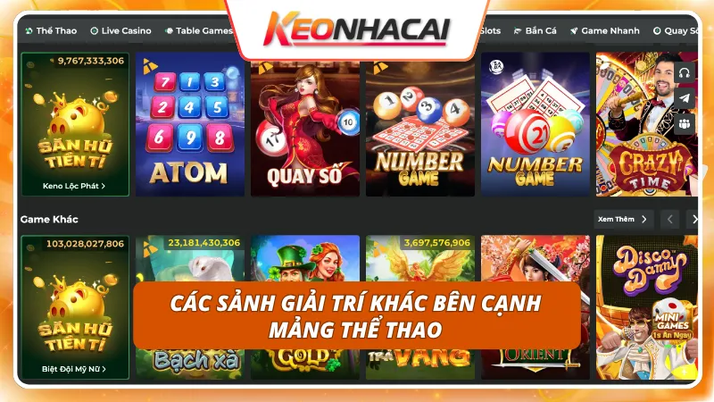 Kho trò chơi đa dạng quy tụ các sảnh Live Casino, Slot game và Bắn cá